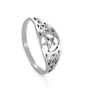 Stainless steel Silver tone size 6 pentacle or pentagram star ring new gift